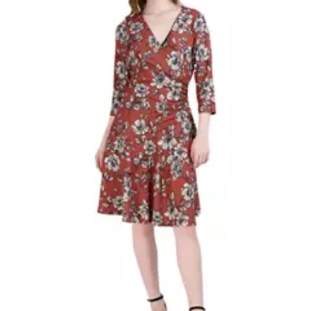 Women's 3/4 Puff Sleeve Floral Dress